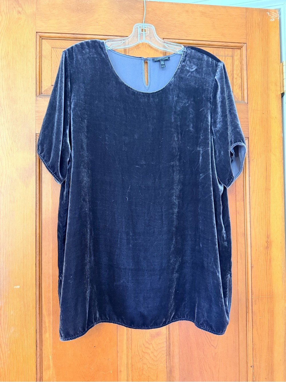 Eileen Fisher Velvet Short Sleeve Tunic Top - dark taupe